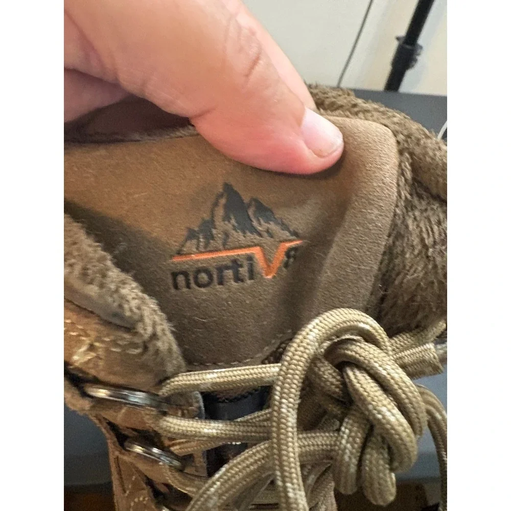 Nortiv 8 Mens Waterproof Winter Snow Boots Brown Suede Insulated Slip Resistant